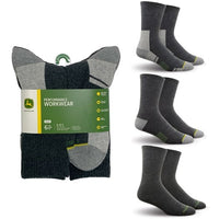 Grey Crew Performance Socks (Shoe Size 6-12.5) - 6 Pack