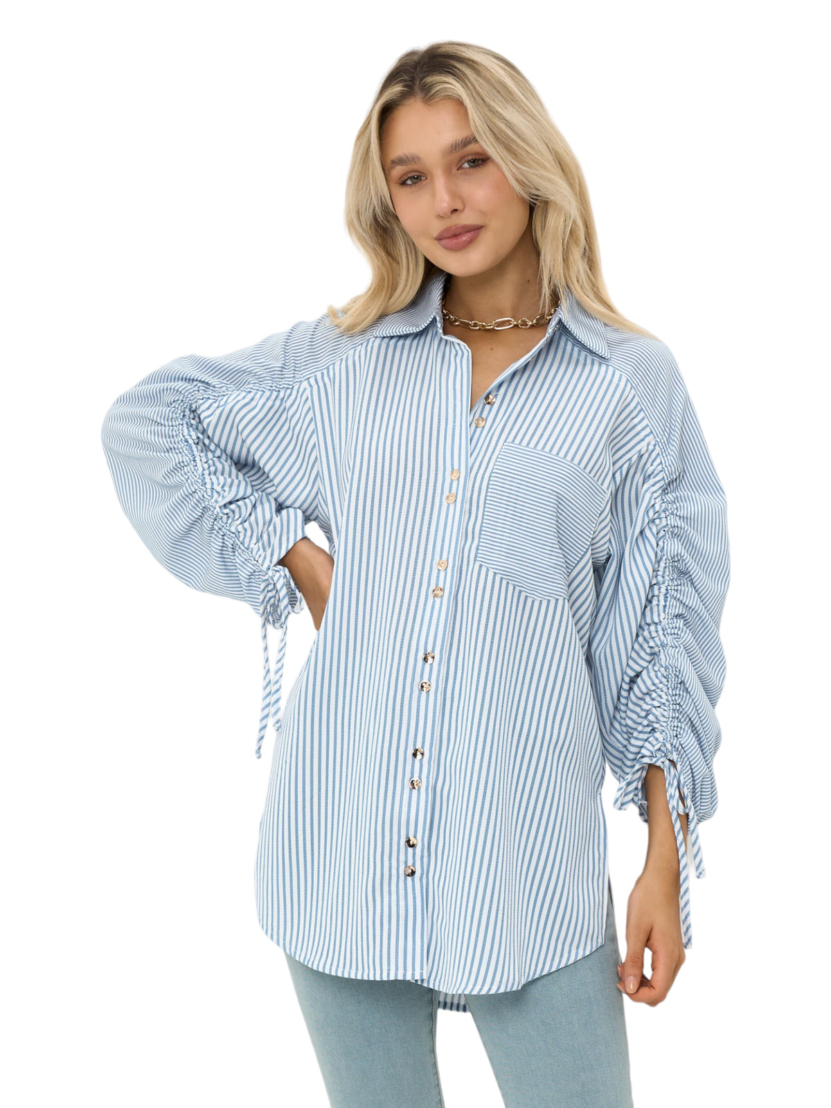 'Bonnie' Stripe Top - Blue
