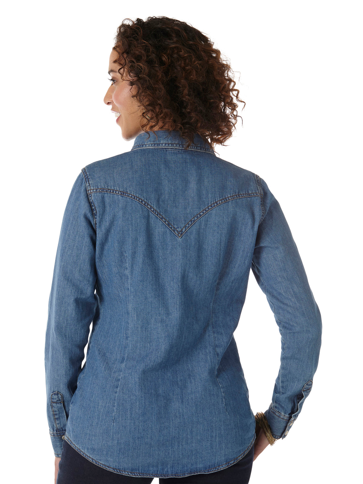 Womens Classic Fit Long Sleeve Denim Shirt