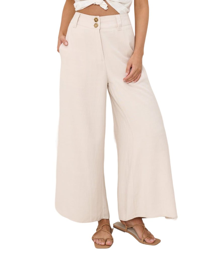 ‘Jessika' Linen Silk Pants - Natural