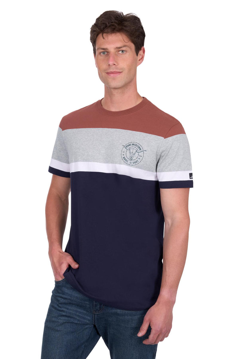 'Jeffery' T Shirt - Rust/Navy
