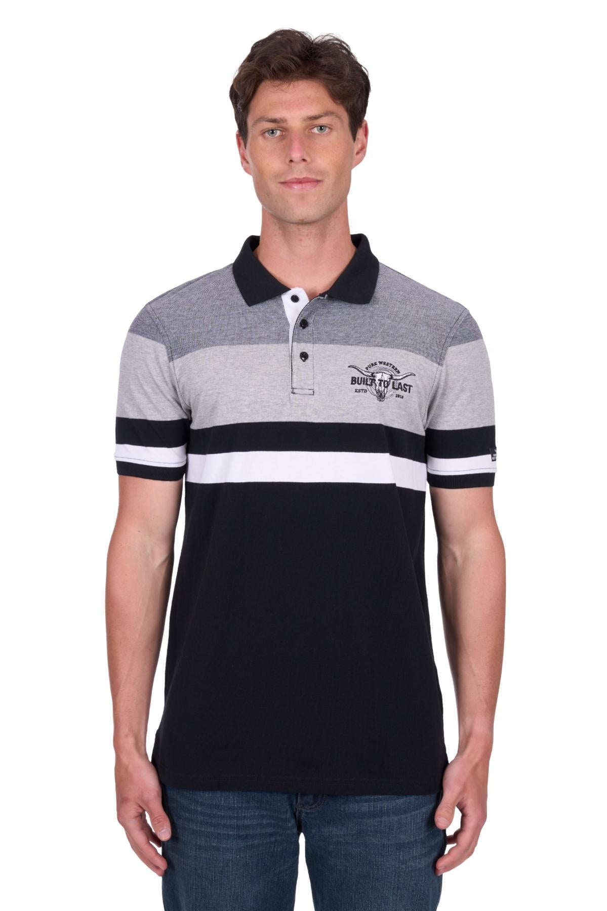 'Shane' Polo Shirt - Black/Grey