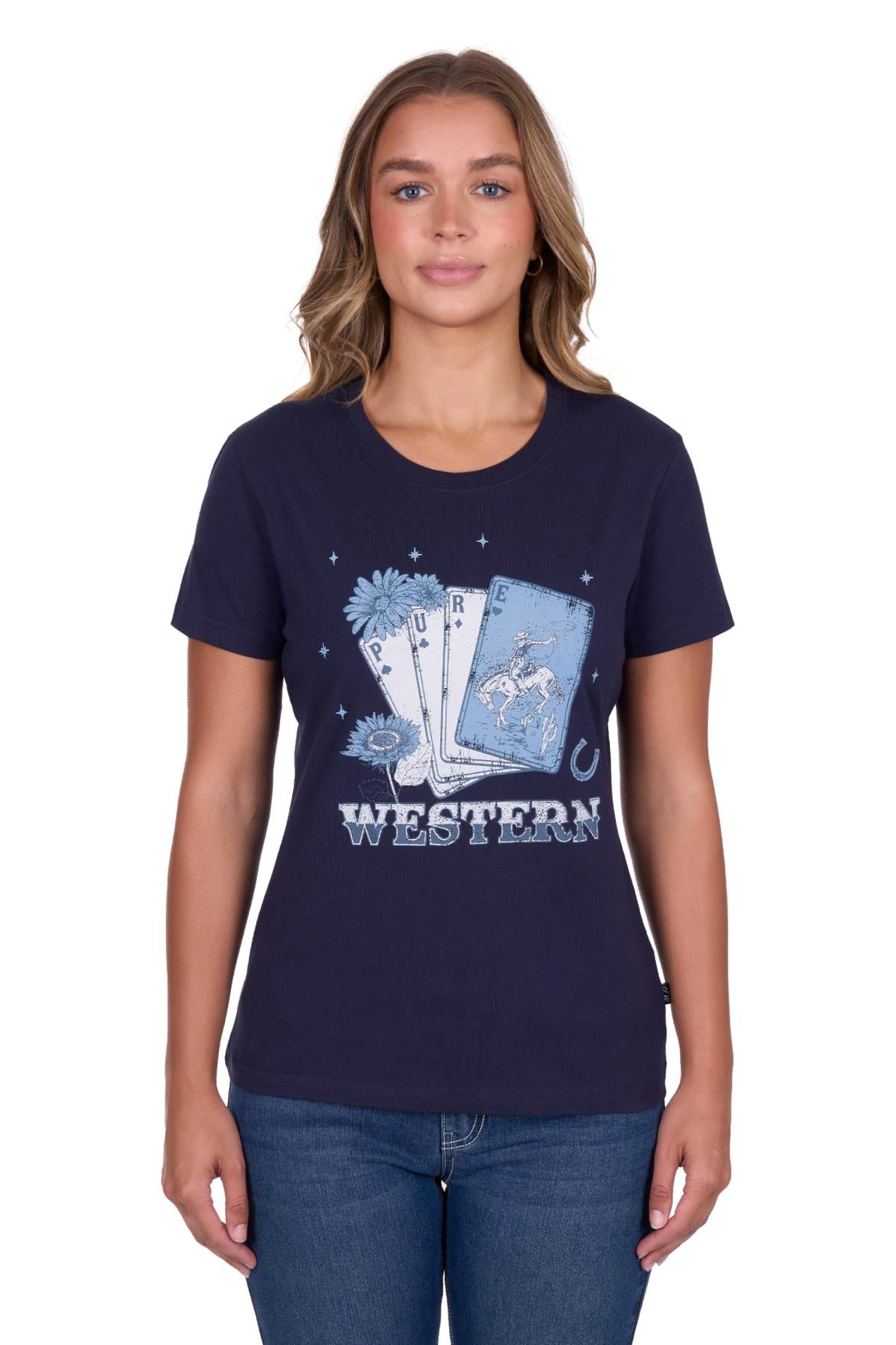 'Sherry' Short Sleeve T-Shirt - Navy