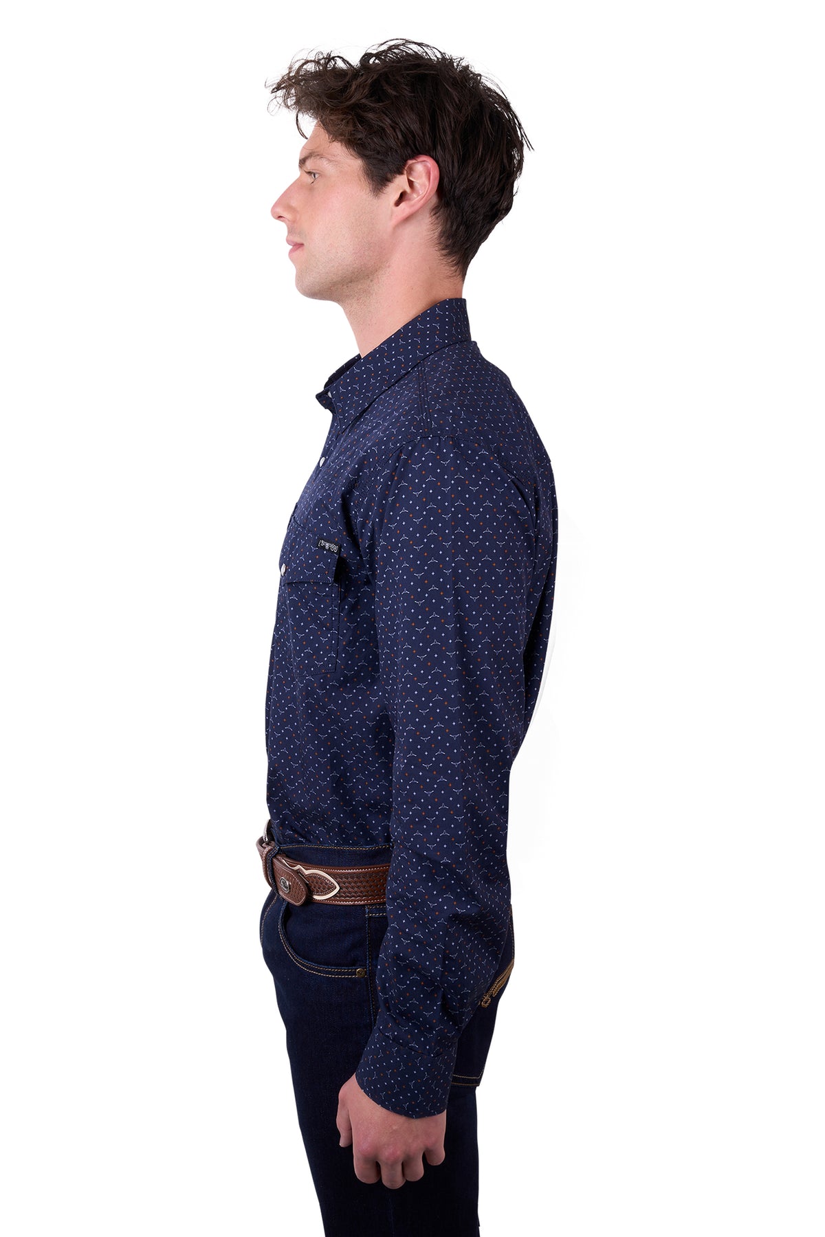 'Ross' Print Western Long Sleeve Shirt