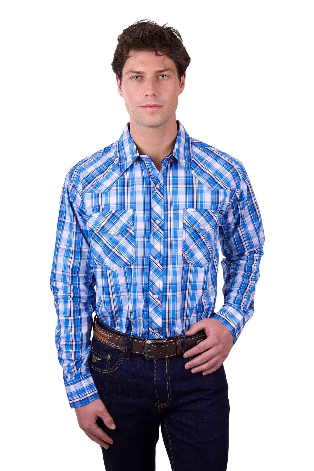 'Wade' Check Western Long Sleeve Shirt