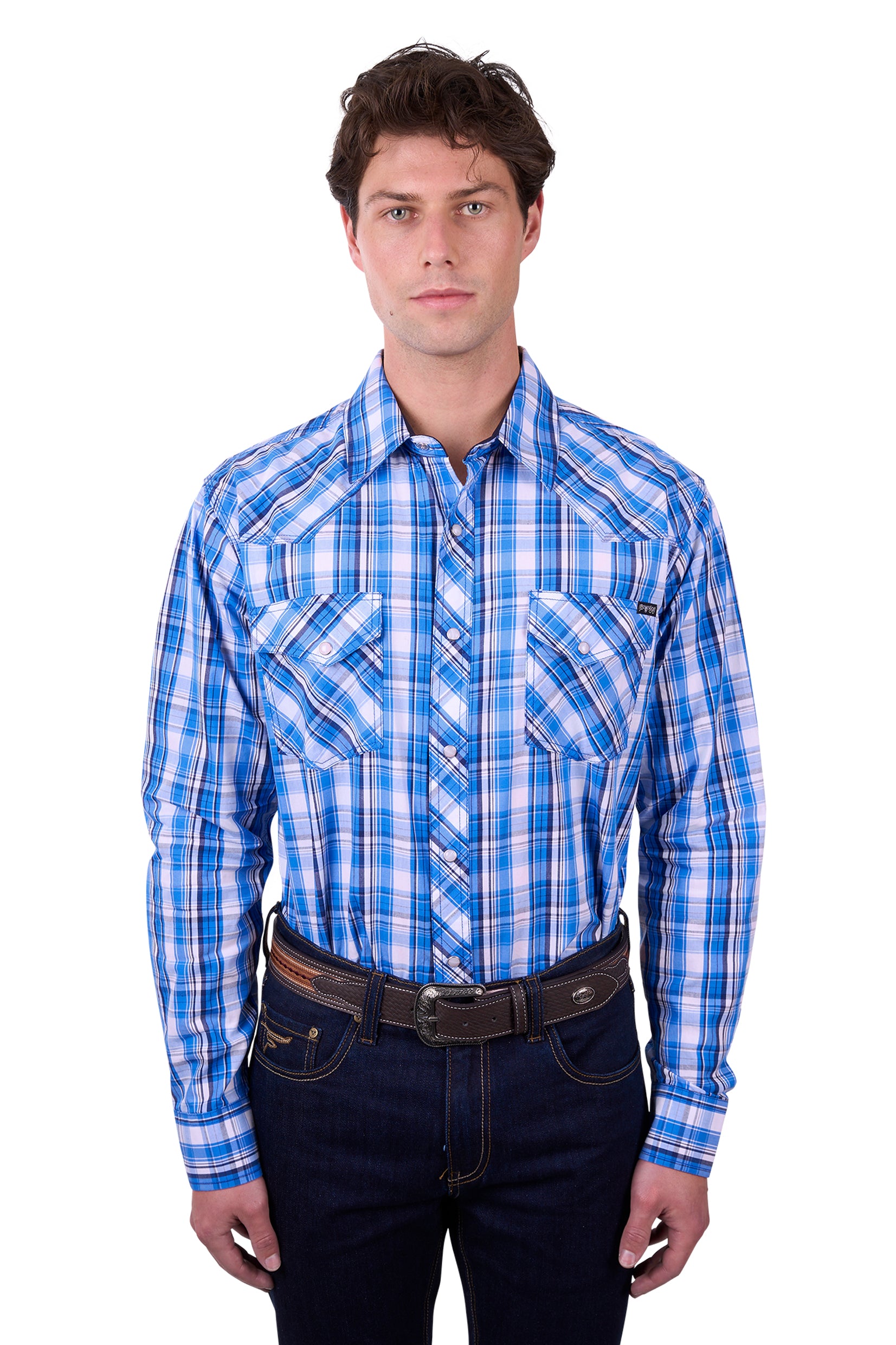 'Wade' Check Western Long Sleeve Shirt