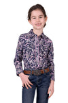 'Hannah' Print Western Long Sleeve Shirt - Navy