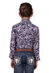 'Hannah' Print Western Long Sleeve Shirt - Navy