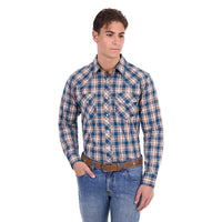 'Todd' Longsleeve Button Up Shirt - Navy/Tan