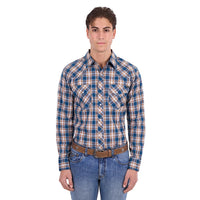 'Todd' Longsleeve Button Up Shirt - Navy/Tan