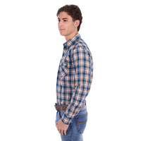 'Todd' Longsleeve Button Up Shirt - Navy/Tan