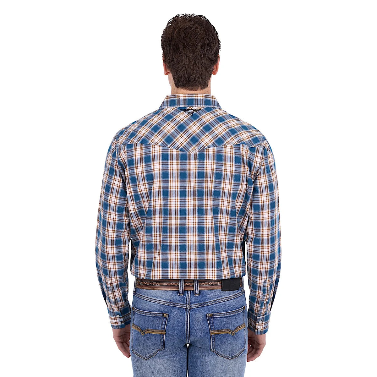 'Todd' Longsleeve Button Up Shirt - Navy/Tan