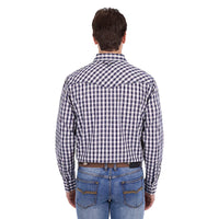 'George' Longsleeve Button Up Shirt - Navy/Tan