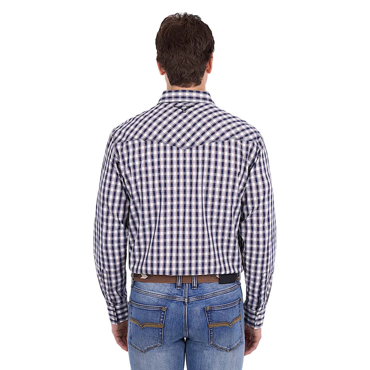 'George' Longsleeve Button Up Shirt - Navy/Tan