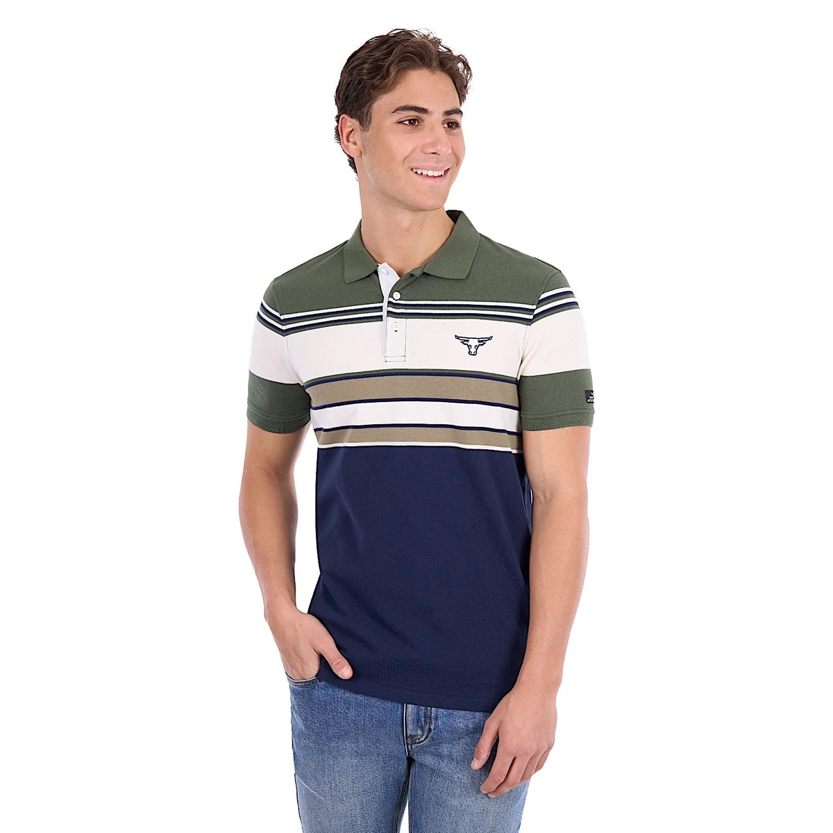 'Jay' Polo Shirt - Green/Navy