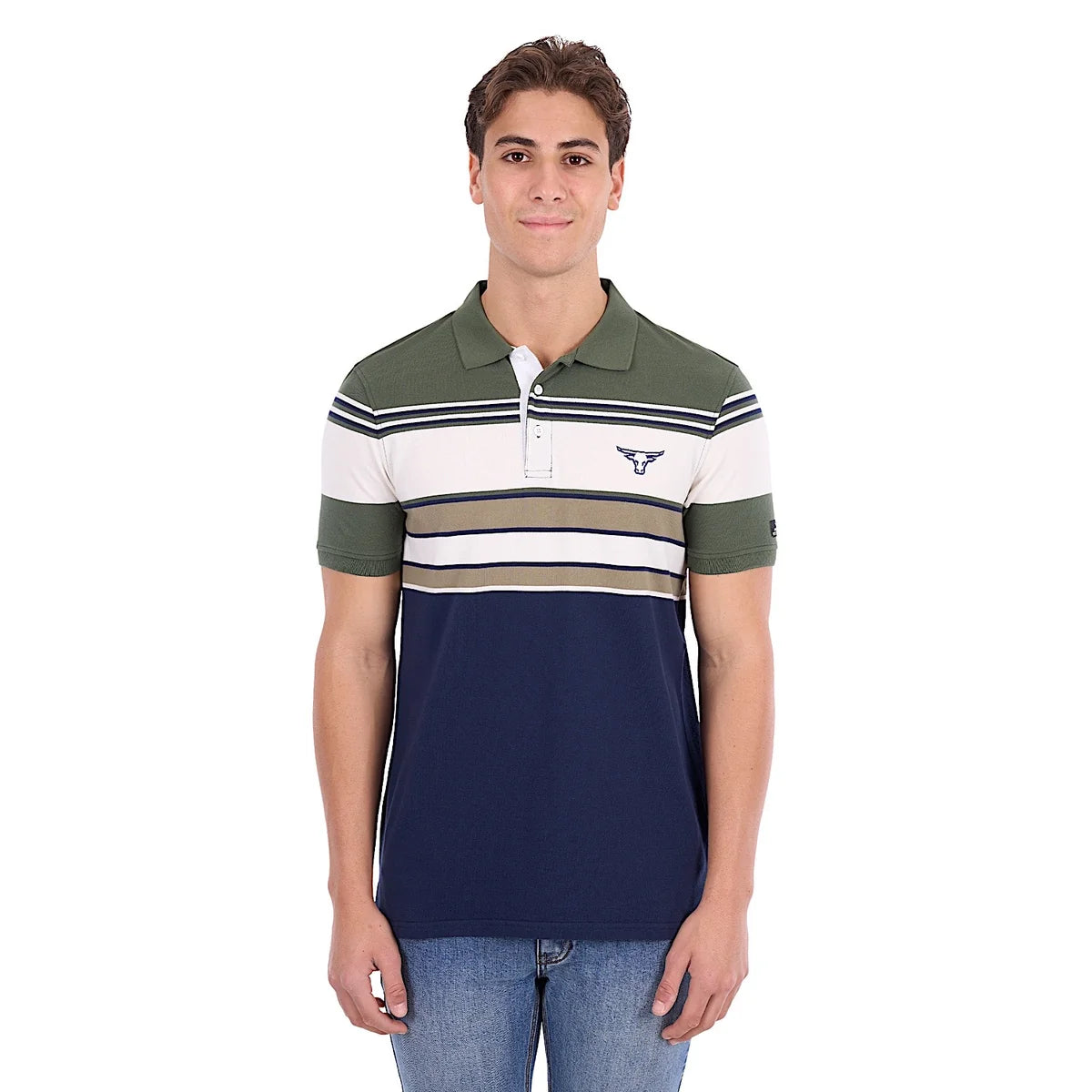 'Jay' Polo Shirt - Green/Navy