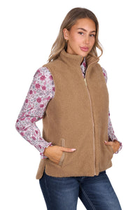 Womens 'Sherri' Reversible Vest - Tan