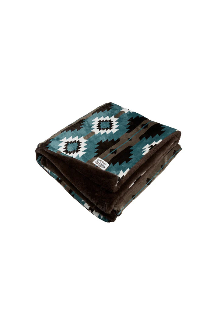‘Samara’ Blanket - Teal/Choc