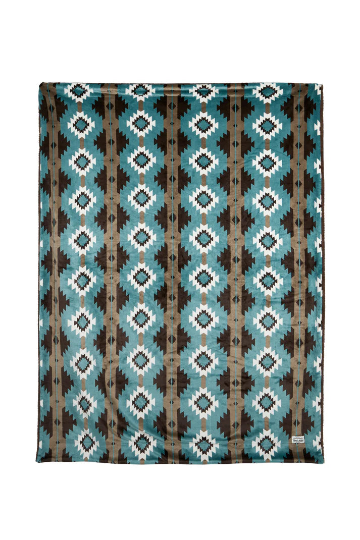 ‘Samara’ Blanket - Teal/Choc