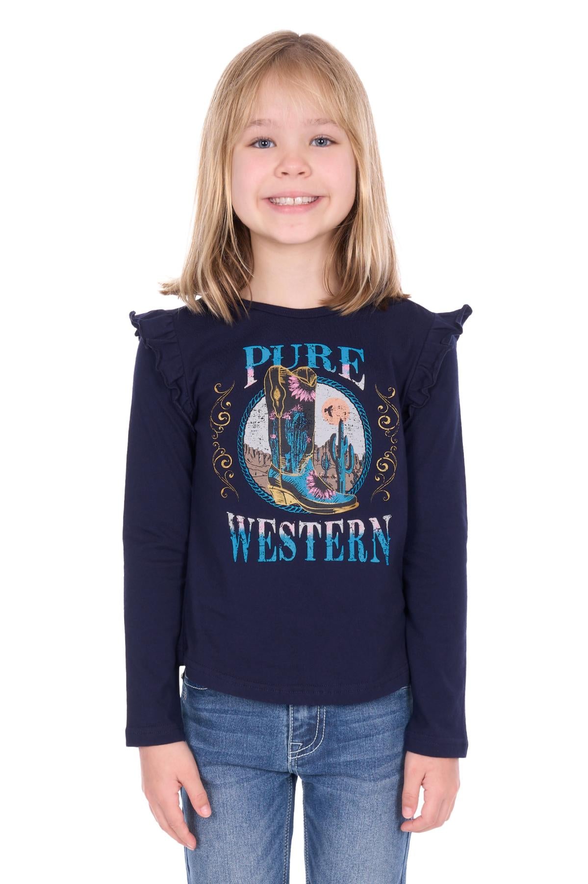 Girls 'Trinity' Long Sleeve T-Shirt - Navy