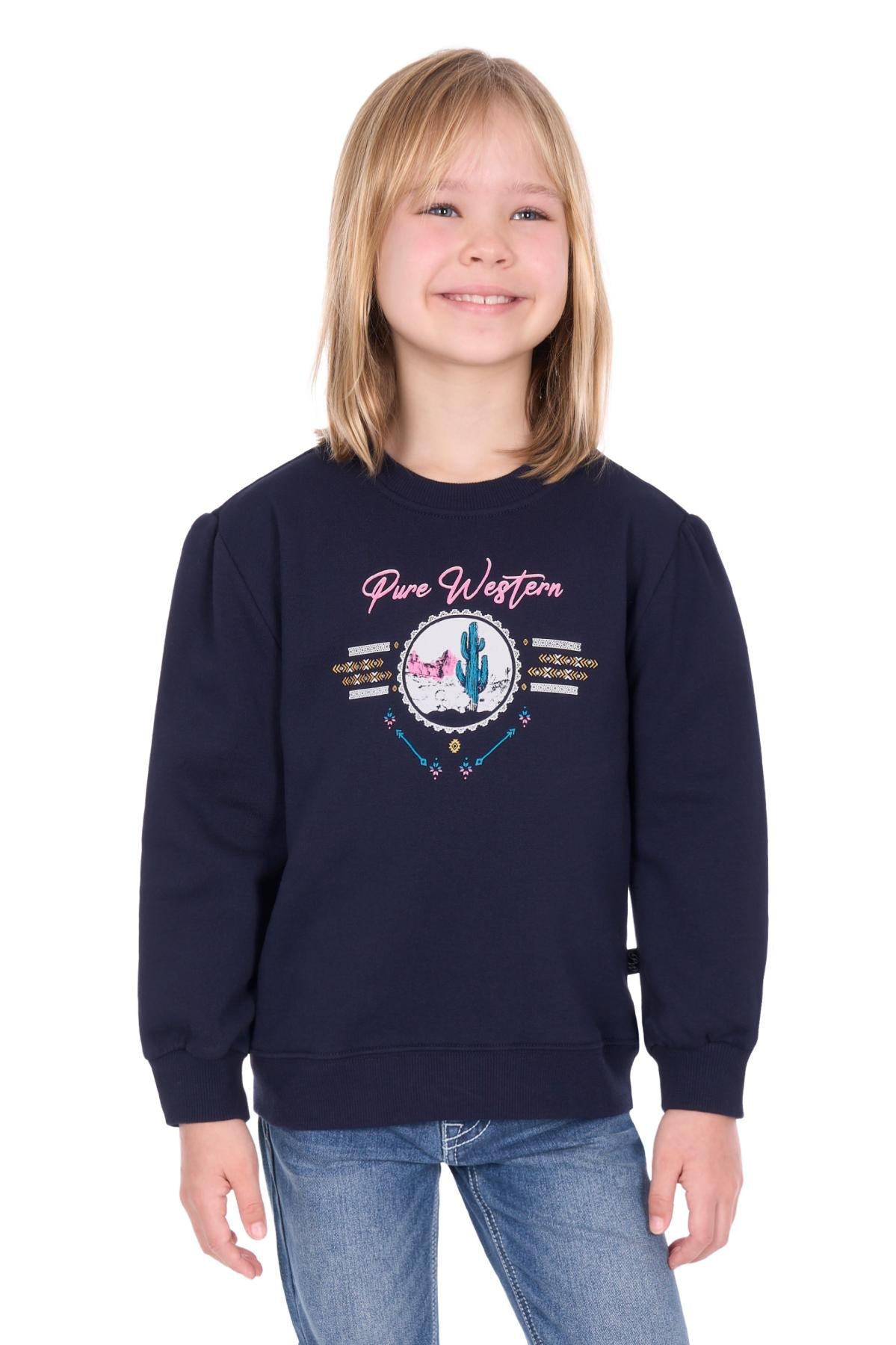 Girls 'Sandy' Crew Neck Jumper - Navy