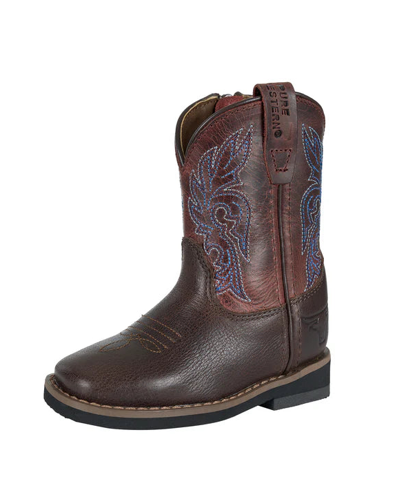 'Newton' Toddler Western Boot - Choc/Ruby