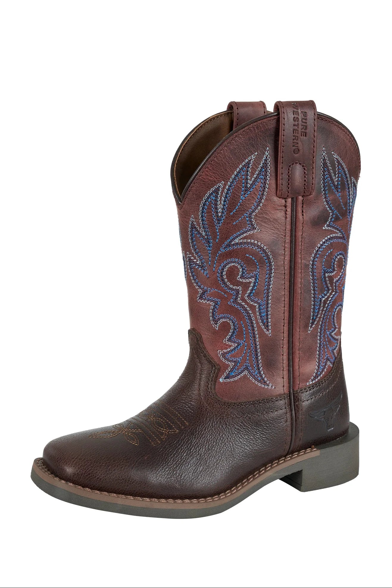 'Newton' Childrens Western Boot - Choc/Ruby