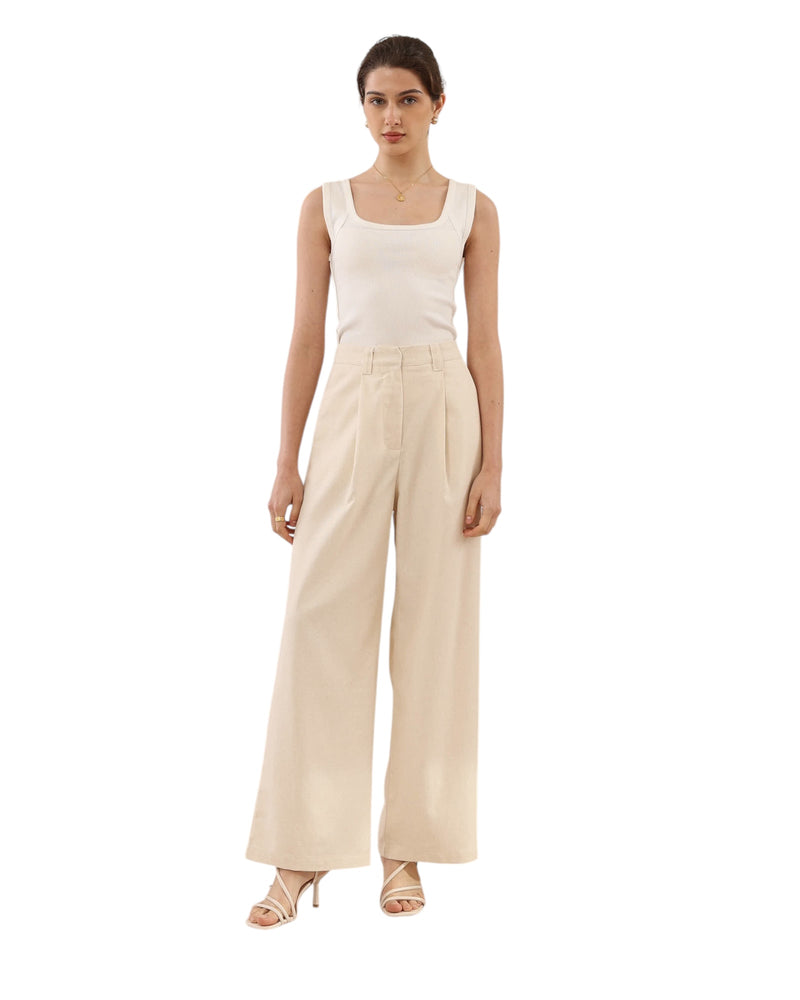 'Laura' Linen Pants - Cream