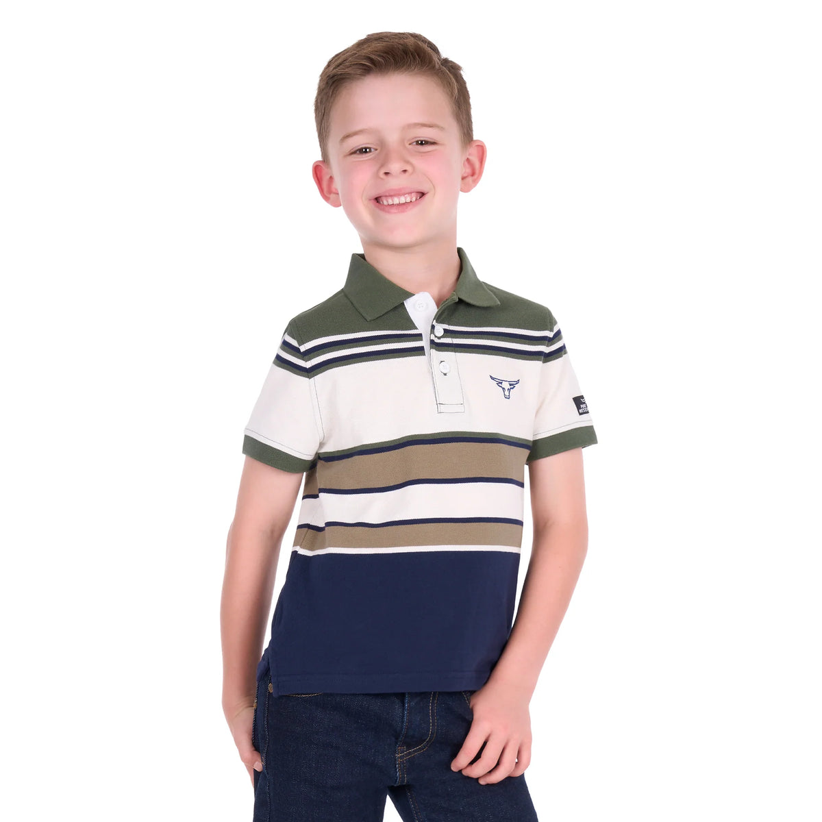 Boys 'Jay' Short Sleeve Polo - Green/Navy