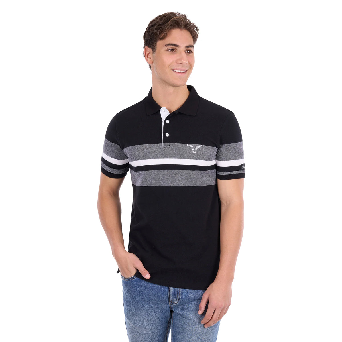 'Brett' Polo Shirt - Black/Grey