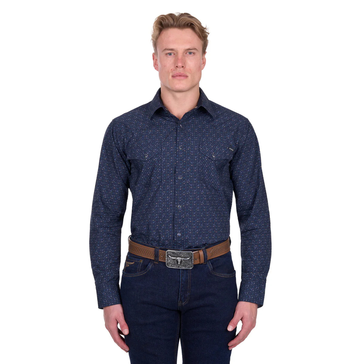 ‘Marc' Longsleeve Shirt - Navy/Multi