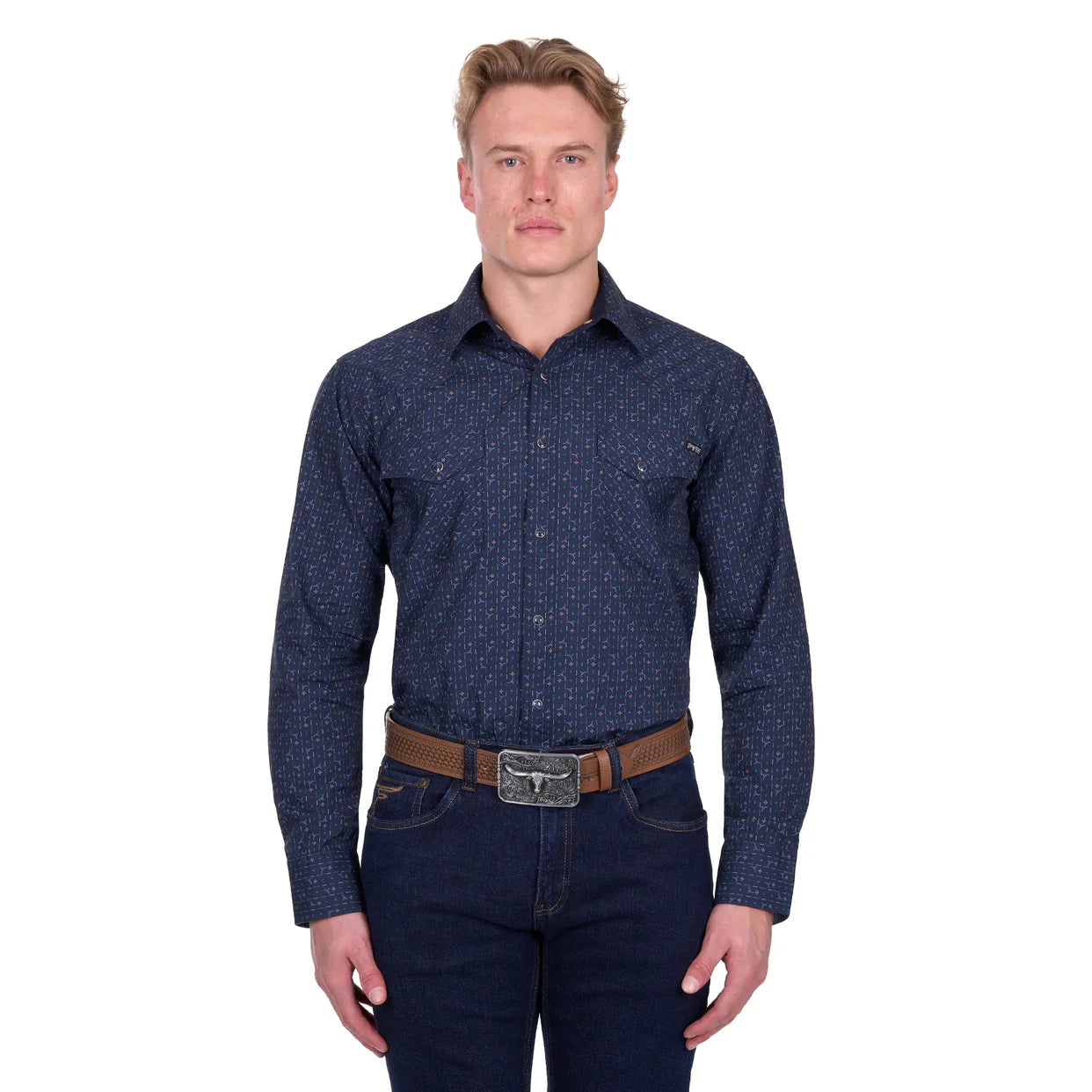 ‘Marc' Longsleeve Shirt - Navy/Multi