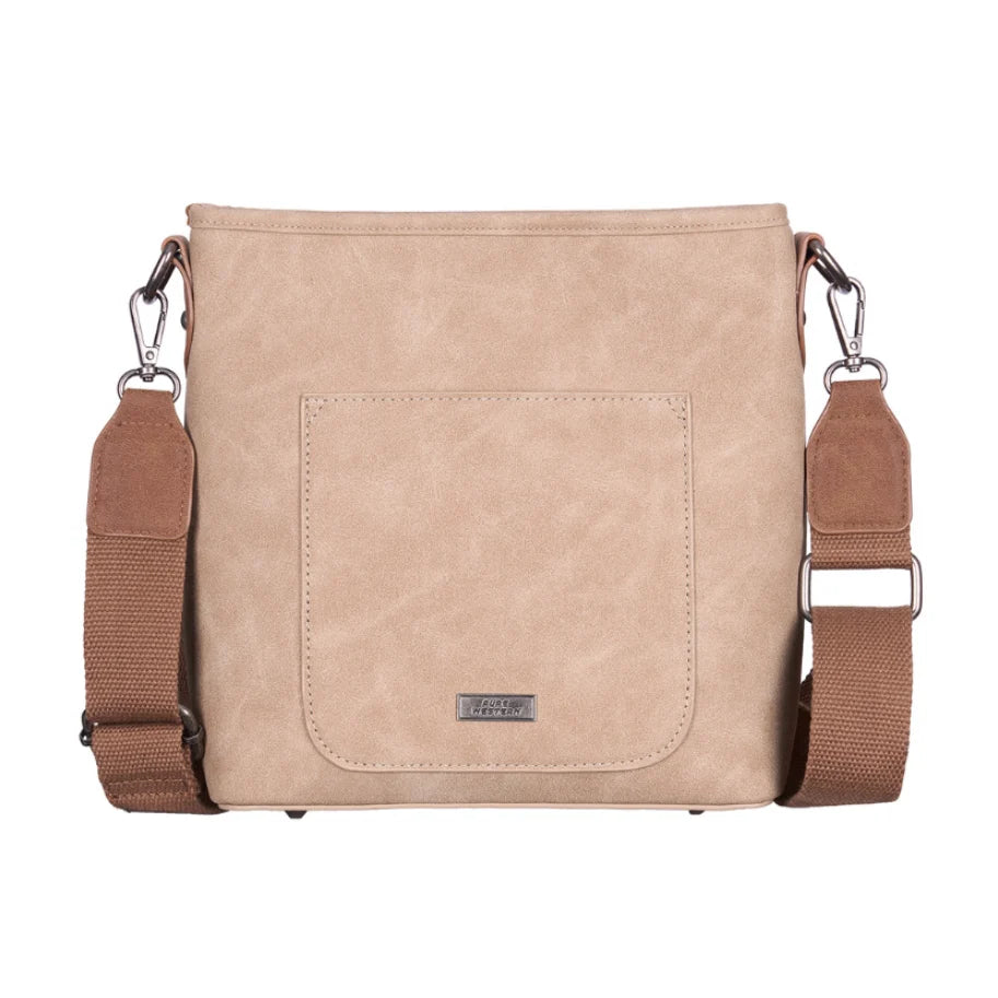Pure Western Embroidery Crossbody Bag - Natural