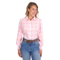 'Kelli' Longsleeve Shirt - Peach/White
