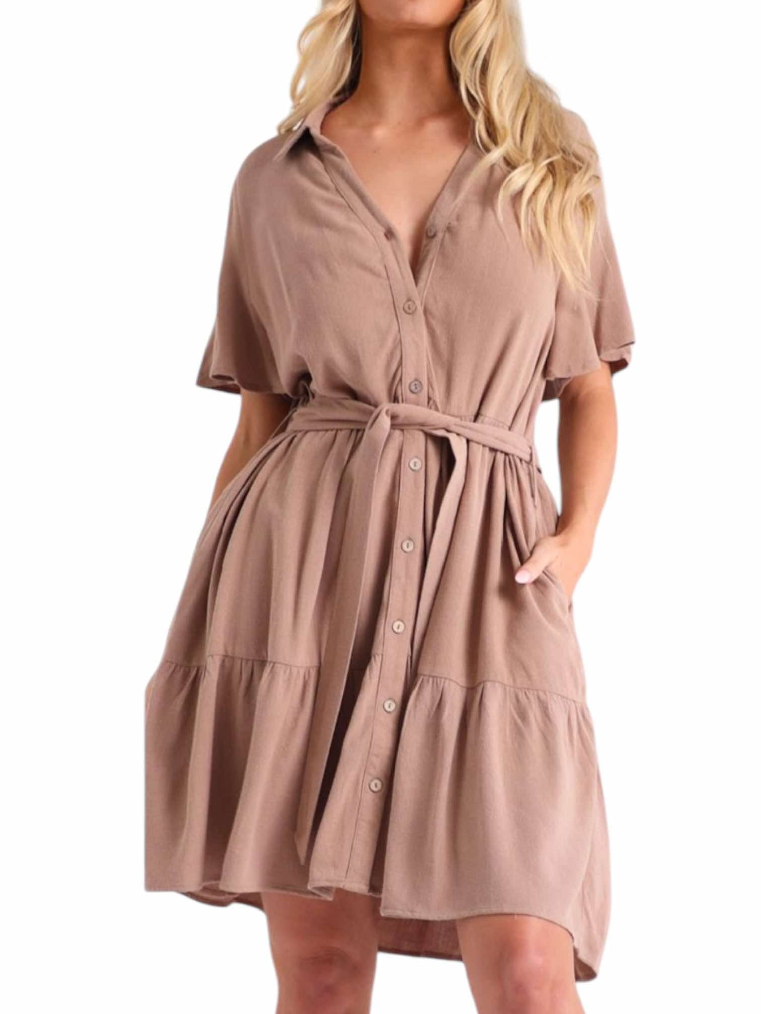 'Josie' Mini Dress - Tan