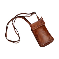 'Elk' Leather Phone Crossbody Bag - Cognac