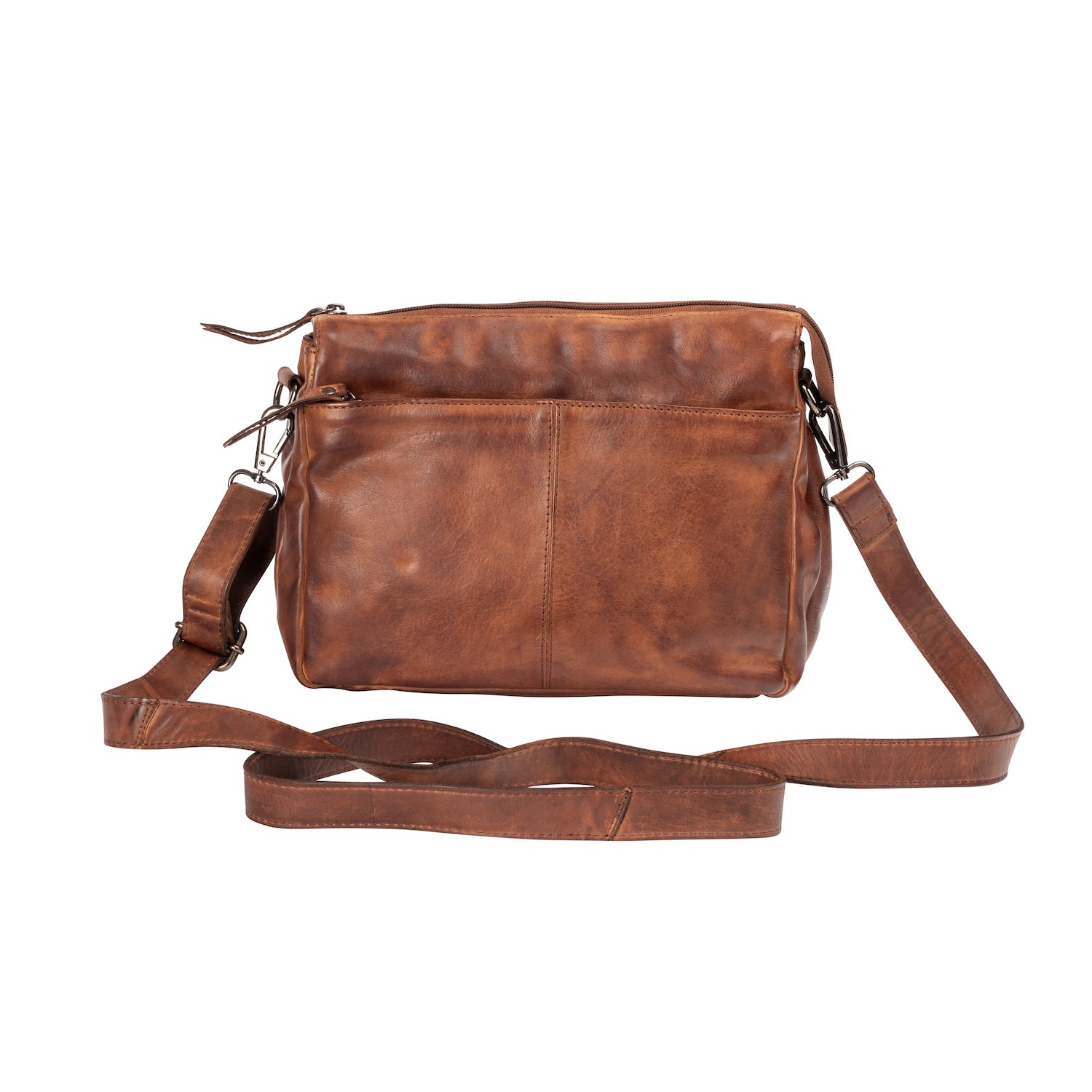 Leather Crossbody Bag - Cognac