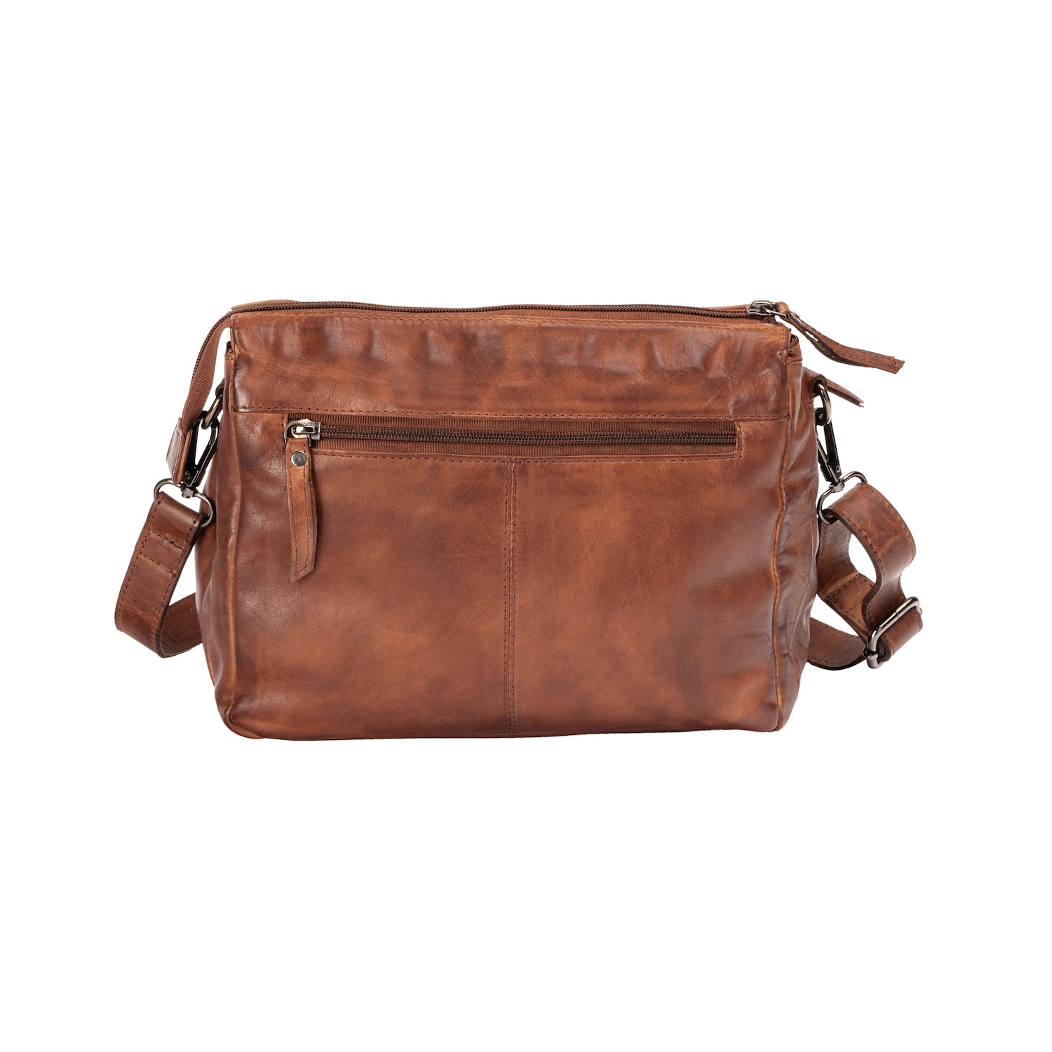 Leather Crossbody Bag - Cognac