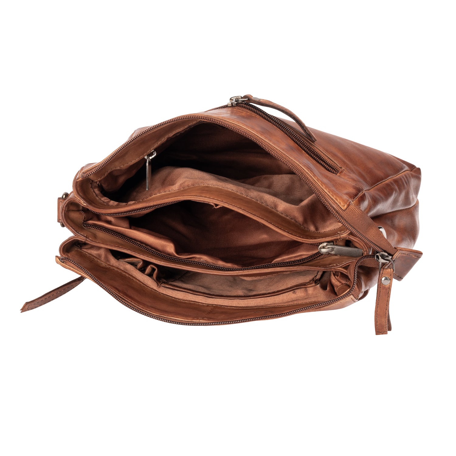 Leather Crossbody Bag - Cognac