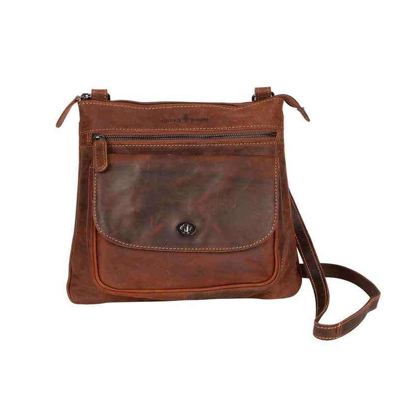 'Rotorua' Leather Crossbody Shoulder Bag - Sandal