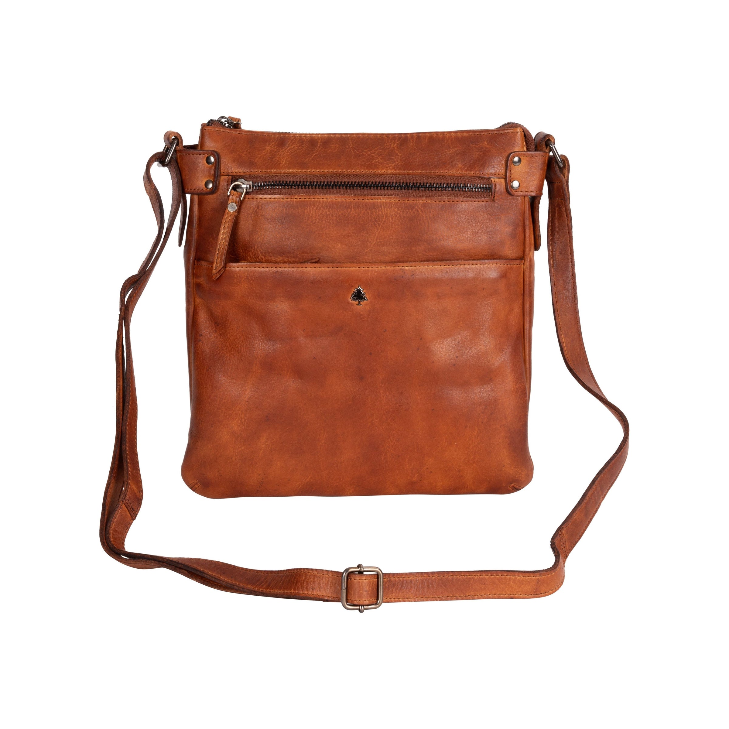 Leather Crossbody Shoulder Bag - Cognac