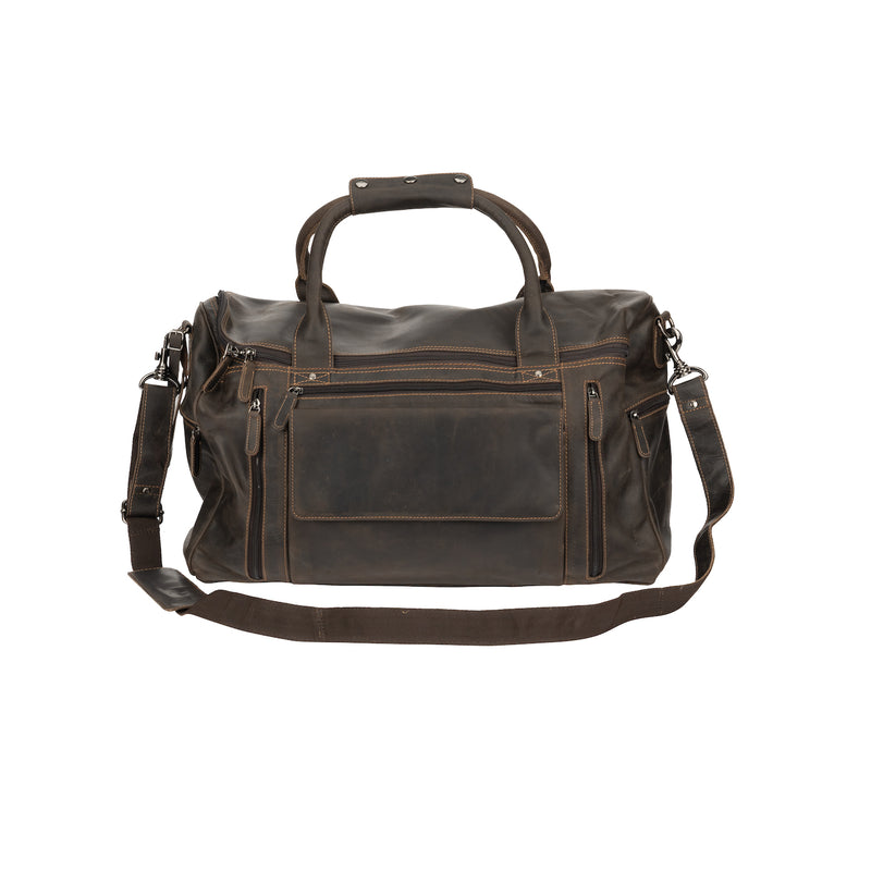 Large Vintage Leather Travel Bag - Brown