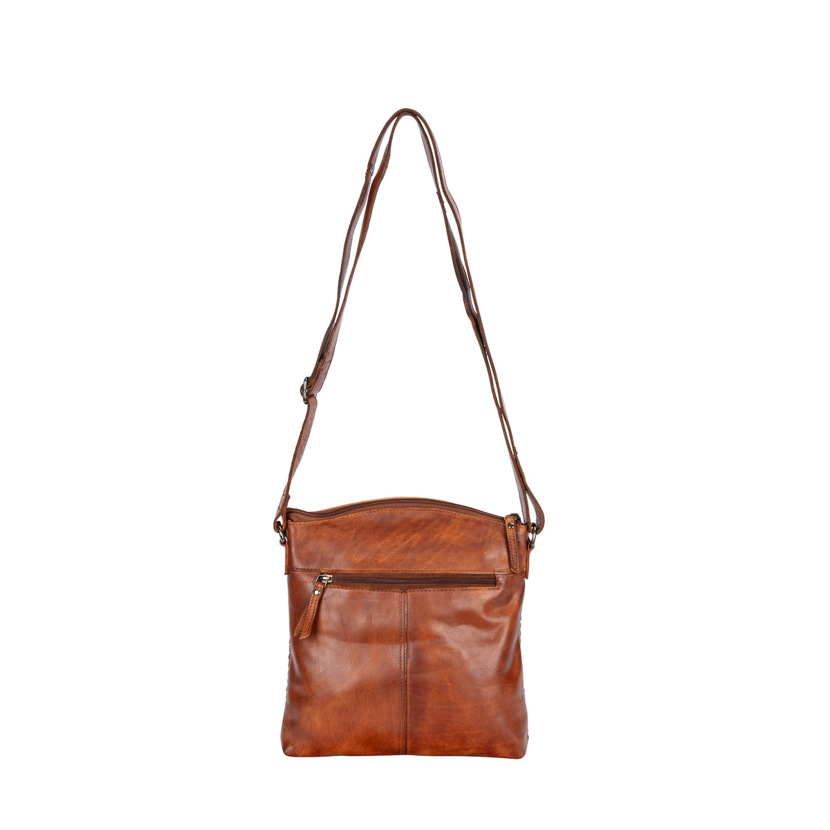 Woven Leather Shoulder Bag - Cognac