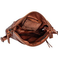 Woven Leather Shoulder Bag - Cognac