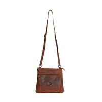'Rotorua' Leather Crossbody Shoulder Bag - Sandal