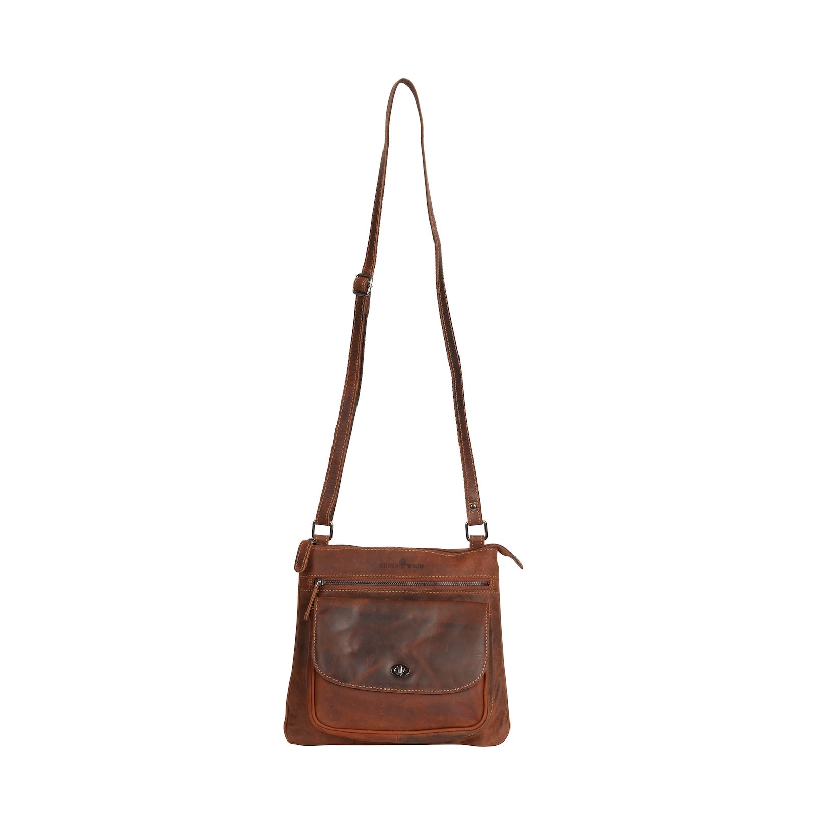 'Rotorua' Leather Crossbody Shoulder Bag - Sandal