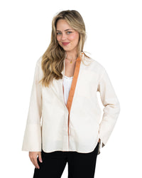 'Emma' Contrast Shirt - Ivory