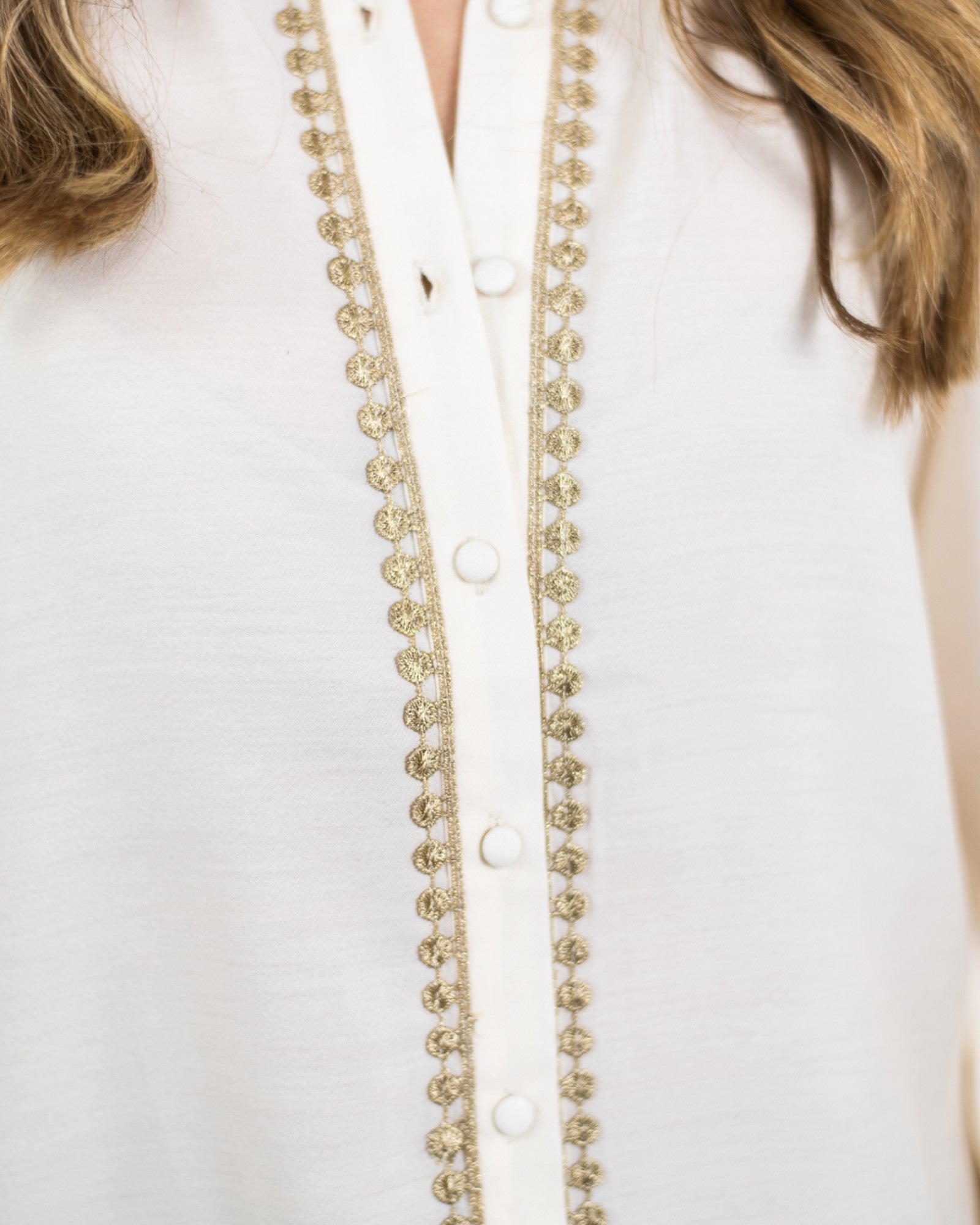 'Kathy' Button Up Top - Cream