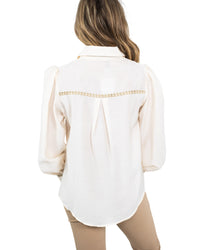 'Kathy' Button Up Top - Cream
