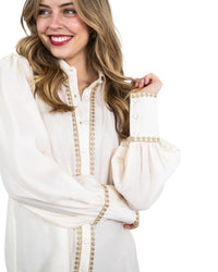 'Kathy' Button Up Top - Cream
